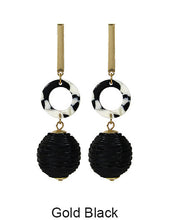 Load image into Gallery viewer, Rattan Earring, Bamboo Ball with Acetate Earring, Hand Woven Earring, Natural Woven earring, Straw earring Geometric Stud Earrings