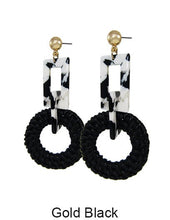 Load image into Gallery viewer, Rattan Earring Hand Woven Earring, Natural Woven earring, Straw earring, Geometric earrings, Acetate earring, Hook Earrings