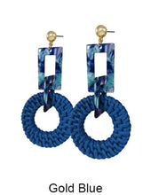 Load image into Gallery viewer, Rattan Earring Hand Woven Earring, Natural Woven earring, Straw earring, Geometric earrings, Acetate earring, Hook Earrings