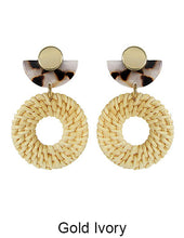 Load image into Gallery viewer, Rattan Earring Hand Woven Earring, Natural Woven earring, Straw earring, Geometric earrings, Acetate earring, Hook Earrings