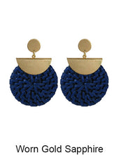 Load image into Gallery viewer, Rattan Earring Hand Woven Earring, Natural Woven earring, Straw earring, Geometric earrings, Post Earrings