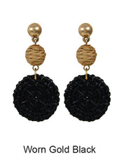 Load image into Gallery viewer, Rattan Earring Hand Woven Earring, Natural Woven earring, Straw earring, Geometric earrings, Knit earring, Post Earrings