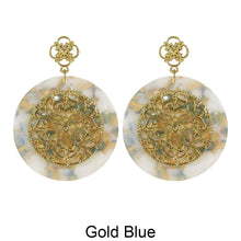Load image into Gallery viewer, Acetate Resin Round Mandala Filigree Dangle Post Earrings