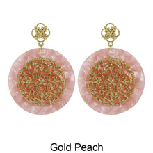 Load image into Gallery viewer, Acetate Resin Round Mandala Filigree Dangle Post Earrings