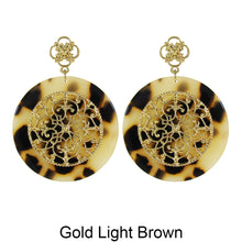 Load image into Gallery viewer, Acetate Resin Round Mandala Filigree Dangle Post Earrings