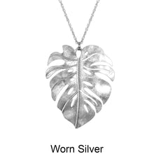 Load image into Gallery viewer, Tropical Monstera Chain Long Necklace 30 inch plus 3 inch