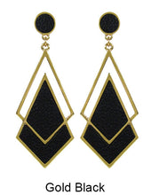 Load image into Gallery viewer, Leather Composition Geometric Post Earrings
