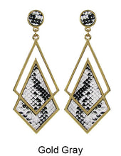 Load image into Gallery viewer, Leather Composition Geometric Post Earrings