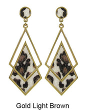Load image into Gallery viewer, Leather Composition Geometric Post Earrings