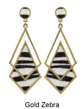 Load image into Gallery viewer, Leather Composition Geometric Post Earrings