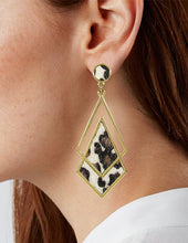 Load image into Gallery viewer, Leather Composition Geometric Post Earrings
