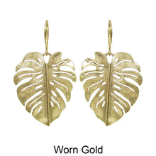 Load image into Gallery viewer, Tropical Monstera Hook Earrings