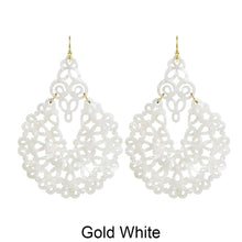 Load image into Gallery viewer, Acetate Resin Floral Filigree Dangle Post Earrings