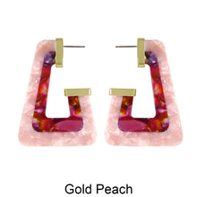 Load image into Gallery viewer, Acetate Resin Two Colors Rhombus Post Earrings