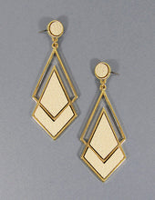 Load image into Gallery viewer, Leather Composition Geometric Post Earrings