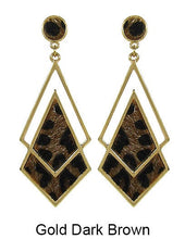 Load image into Gallery viewer, Leather Composition Geometric Post Earrings