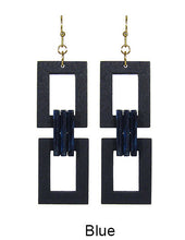 Load image into Gallery viewer, Rectangle Wood Acetate Linked Dangle Hook Earrings