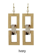 Load image into Gallery viewer, Rectangle Wood Acetate Linked Dangle Hook Earrings