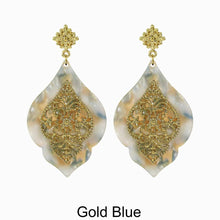 Load image into Gallery viewer, Acetate Resin Floral Filigree Dangle Post Earrings