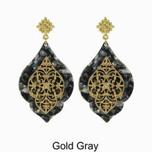 Load image into Gallery viewer, Acetate Resin Floral Filigree Dangle Post Earrings