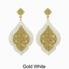 Load image into Gallery viewer, Acetate Resin Floral Filigree Dangle Post Earrings
