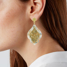 Load image into Gallery viewer, Acetate Resin Floral Filigree Dangle Post Earrings