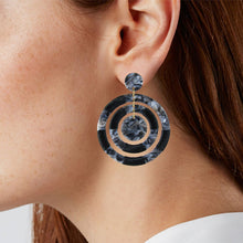 Load image into Gallery viewer, Acetate Resin Thread Wrap Round Dangle Post Earrings