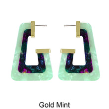 Load image into Gallery viewer, Acetate Resin Two Colors Rhombus Post Earrings