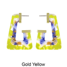 Load image into Gallery viewer, Acetate Resin Two Colors Rhombus Post Earrings