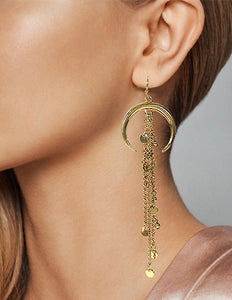 Celastic Metal Tassel Dangle Drop Post Earrings