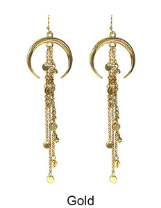 Celastic Metal Tassel Dangle Drop Post Earrings