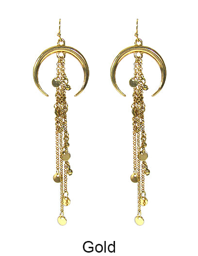 Celastic Metal Tassel Dangle Drop Post Earrings