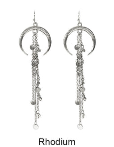 Celastic Metal Tassel Dangle Drop Post Earrings