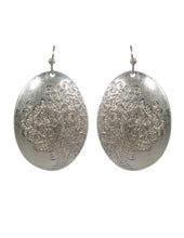Load image into Gallery viewer, Tree of Life Design Engraved Oval Shape Drop Dangle Earrings