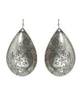 Load image into Gallery viewer, Mermaid Design Engraved Teardrop Shape Drop Dangle Earrings