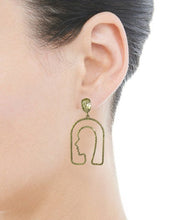 Load image into Gallery viewer, Picasso Face earring Bob hair Design Drop Dangle Post  Earrings