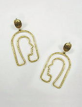 Load image into Gallery viewer, Picasso Face earring Bob hair Design Drop Dangle Post  Earrings