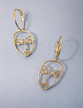 Load image into Gallery viewer, Picasso Face Design Drop Dangle Hoop Earrings