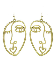 Picasso Face Design Drop Dangle Hook Earrings