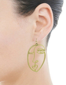 Picasso Face Design Drop Dangle Hook Earrings