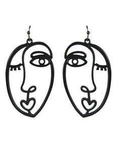 Picasso Face Design Drop Dangle Hook Earrings