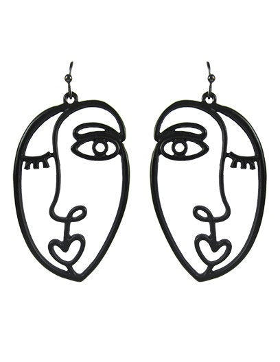 Picasso Face Design Drop Dangle Hook Earrings