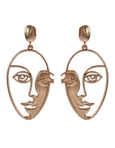 Picasso Face with Shadow Design Drop Dangle Post Earrings