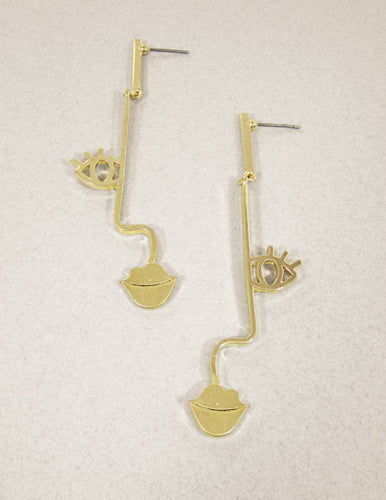 Picasso Face earring, Abstract earring,   Design Drop Dangle Post Earrings