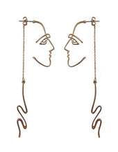 Load image into Gallery viewer, Picasso Abstract Long Face  Design Drop Dangle Post Earrings