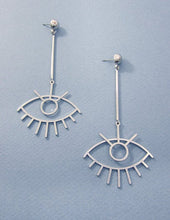 Load image into Gallery viewer, Evil Eye Wire Abstract Dangle Drop Post Earring