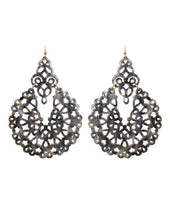 Load image into Gallery viewer, Acetate Resin Floral Filigree Dangle Drop Hook Earrings