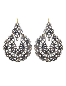 Acetate Resin Floral Filigree Dangle Drop Hook Earrings