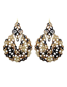 Acetate Resin Floral Filigree Dangle Drop Hook Earrings