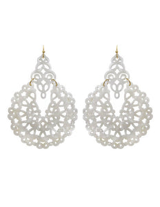 Acetate Resin Floral Filigree Dangle Drop Hook Earrings